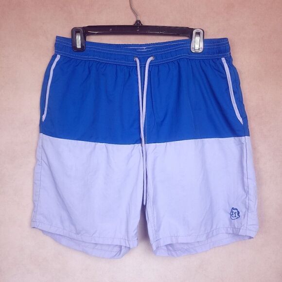 Vintage Mr. Swim Swim Trunks Blue Purple Colorblock Size Large - Picture 1 of 5